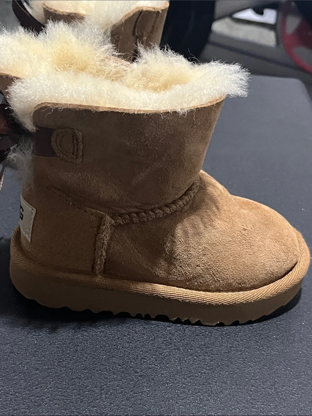 UGG Kids Chestnut Suede Shearling Moccasin Boots